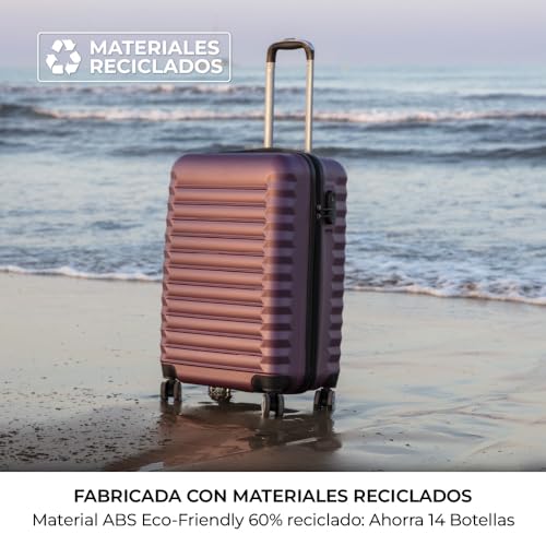 NUMADA - Maleta de Viaje Cabina Upfly 20' ABS (53x33,5x22cm) con Cierre de Combinación y 4 Ruedas Dobles 360. Maleta de Mano Rígida Resistente, Ligera con Interior Compartimentado | Burdeos