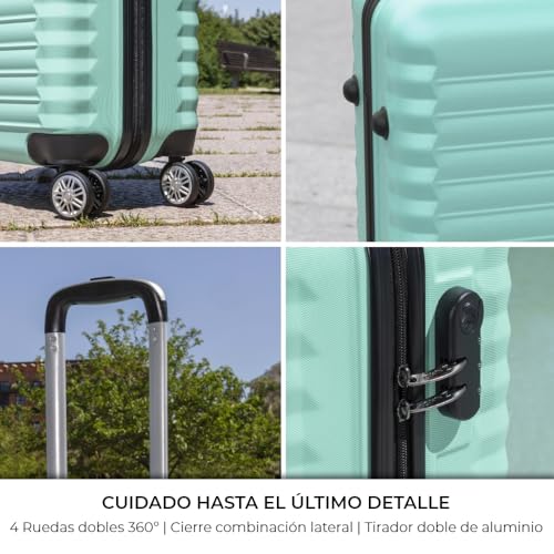 NUMADA - Maleta de Viaje Grande 25Kg Upfly 28' ABS (75x49x29cm) con Cierre de Combinación y 4 Ruedas Dobles 360 | Resistente | Ligera | Interior Compartimentado | Verde