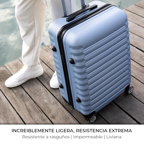 NUMADA - Maleta de Viaje Mediana 18Kg Upfly 24' ABS (63x39,5x26,8cm) con Cierre de Combinación y 4 Ruedas Dobles 360 | Resistente | Ligera | Interior Compartimentado | Azul Claro