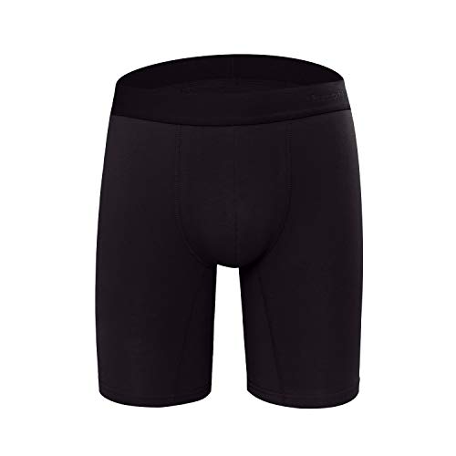 Nuofengkudu Hombre 4 Pack Largos Calzoncillos Boxer Ajustados Tallas Grandes Elástico Algodón Sin Costura Absorbente Cortos Bulge Deportiva Underwear Ropa Interior(Negro,4XL)