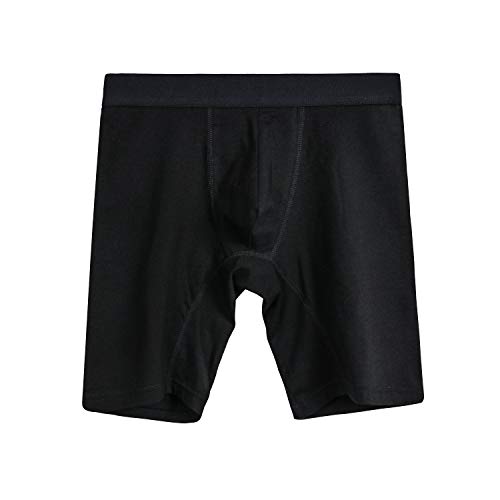 Nuofengkudu Hombre 4 Pack Largos Calzoncillos Boxer Ajustados Tallas Grandes Elástico Algodón Sin Costura Absorbente Cortos Bulge Deportiva Underwear Ropa Interior(Negro,4XL)