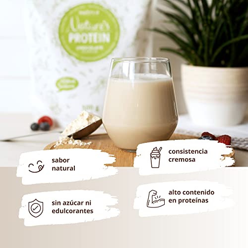 nutri+ Proteína Natural en Polvo Neutral sin edulcorantes 500g - 84,8% Proteínas Bebida deportiva sin lactosa para batidos o para cocinar - Sin azúcar y Vegano