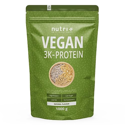 Nutri + Proteína Neutral en Polvo Vegana sin Edulcorantes ni Azúcares Añadidos 85% de Proteínas de Origen Vegetal 1kg Sabor Natural también para Dulces