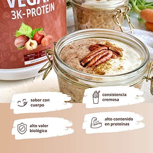 Nutri + Vegan Protein Powder Sabor Hazlenut 1kg 83% 3k Proteína de Origen Vegetal para Batidos Proteína en Polvo Avellana Sin Lactosa