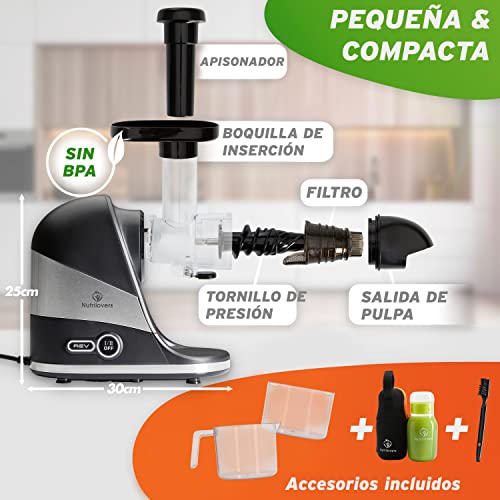 Nutrilovers Extractor de jugo y Licuadora MINI-PRESS Cold Press Juicer Extractores de zumo Slow Juicer Exprimidor compacto