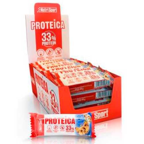 NUTRISPORT Barrita Protéica | Complemento Alimenticio | Alto Contenido en Proteínas | Suplemento para Deportistas | Sabor Vainilla & Cookies | 24 unidades