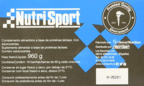 NUTRISPORT – Barritas Proteína Low Carbs | Suplementos Deportivos | Proteínas para masa muscular con Fibra | Energy Protein Bar | Recuperador Muscular | Sabor Cookies & Cream | 16 unidades