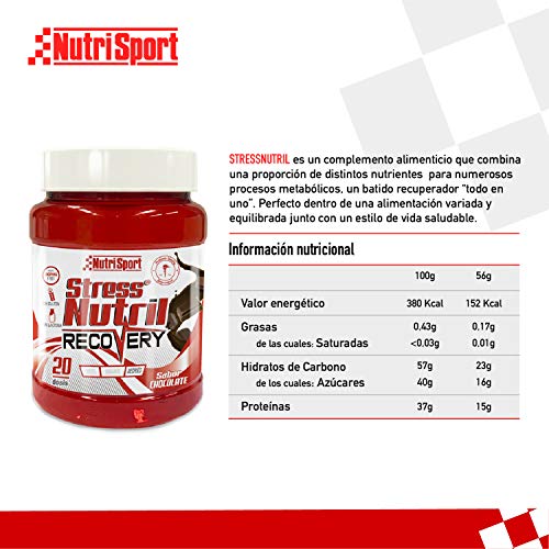 NUTRISPORT StressNutril Batido Recuperador | Bebida Post Entreno | Complemento Alimenticio para Deportistas| Reduce Fatiga, Antioxidante, Aumento Masa Muscular | Sabor Fresa | Bote de 800gr