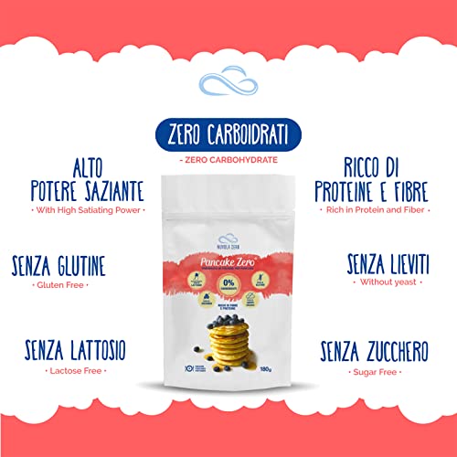 Nuvola Zero - Mezcla en polvo para Pancake, 180 g x 6 Panqueques proteicos Sin carbohidratos, sin gluten, sin lactosa, sin azúcar, sin levadura, Made in Italy