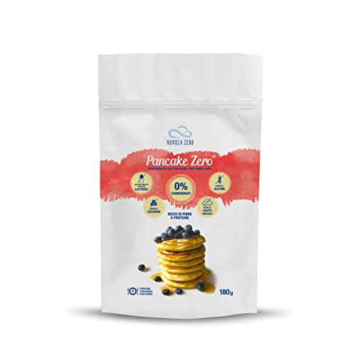 Nuvola Zero - Mezcla en polvo para Pancake, 180 g x 6 Panqueques proteicos Sin carbohidratos, sin gluten, sin lactosa, sin azúcar, sin levadura, Made in Italy