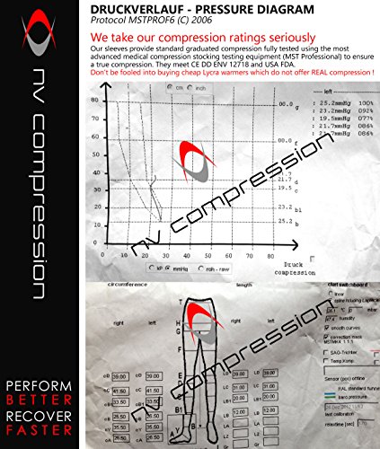 NV Compression 365 Calentadores de pantorrilla de compresiÃ³n Negros - Compression Calf Sleeves - Black - For Sports Recovery, Work, Flight - Running, Cycling, Soccer, Rugby, Fitness, Gym, Golf, Tennis, Triathlon (Negro/Rojo, XL)