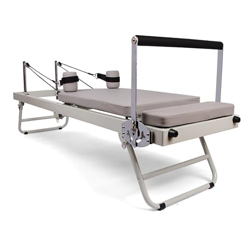 NYZAL Máquina Pilates Reformer for Entrenamientos en casa con Marco Plegable, Pilates Reformer con 5 Cuerdas de Resistencia, fácil de Mover y almacenar, Cuenta con Ruedas de Biblioteca Resistentes