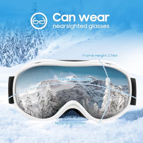 Occffy Gafas de Esquí Máscara Gafas Snowboard Antivaho OTG Gafas de Nieve para Hombre Mujer Protección UV Compatible con Casco Ski Goggles para Esquí, Ciclismo, Snowboard