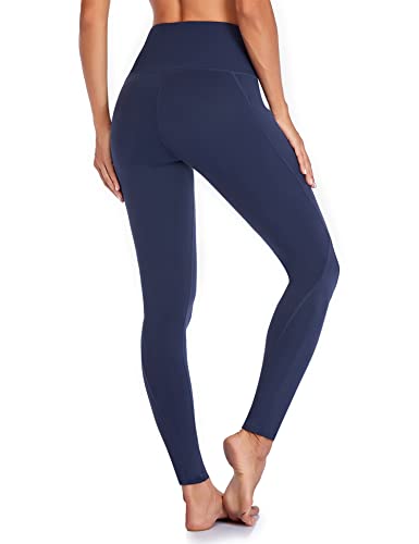 Occffy Leggings Mujer Deporte Cintura Alta Mallas Pantalones Deportivos Leggins con Bolsillos para Yoga Running Fitness y Ejercicio Oc01(Azul Profundo, M)