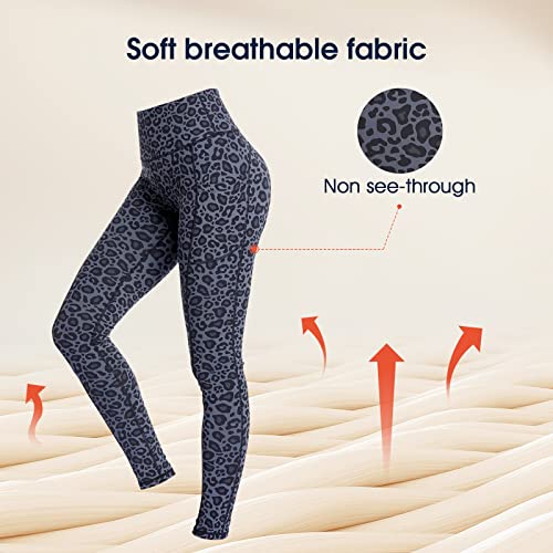 Occffy Leggins Mujer Cintura Alta Mallas Deporte Mujer Fitness Pantalones Deporte Mujer Leggings Deportivos para Running Training Estiramiento Yoga y Pilates P107(Leopardo Cian, M)