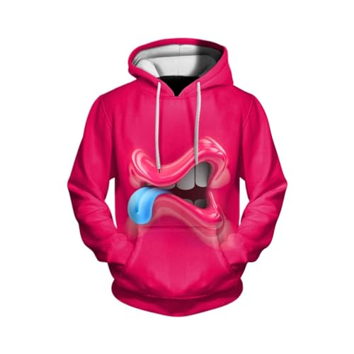 OCCOKO All Printed Sudadera Hombre Sudadera con Capucha Estampada con expresión Divertida para Hombre (Hot Pink, XXL)