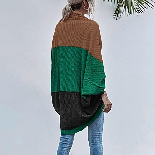 OCCOKO Cárdigan de juego de Color de invierno mujer cárdigan de manga colorblock Sudaderas Y Chaquetas Mujer (Army Green, L)