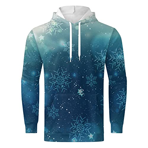 OCCOKO Hombre Viajes Deportes Chritmas Sudadera Slim Fit con Capucha Suéter de Manga Larga Top (Blue, XL)