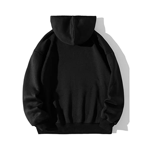 OCCOKO Los Angel Hombres Mujeres Gráfico con Capucha Estampado Cuello Redondo Manga Larga Sudadera Tops Hombre (Black, L)