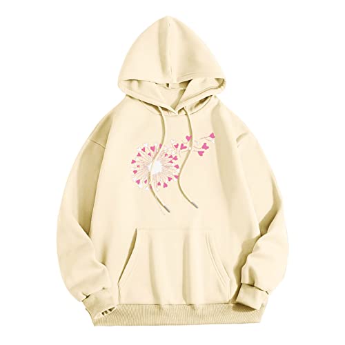 OCCOKO Sudadera Unisex de Manga Larga con Capucha y Estampado del Día de San Valentín (Beige, XL)