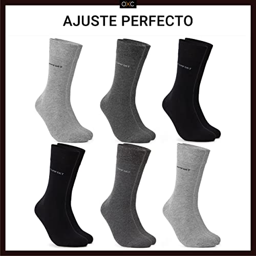 Occulto 6 PARES CALCETINES HOMBRE para DIABETICOS, CALCETINES HOMBRE SIN COSTURAS hecho de ALGODÓN 2 x gris | 2 x antracita | 2 x negro 39-42