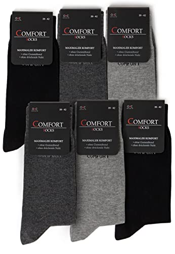 Occulto 6 PARES CALCETINES HOMBRE para DIABETICOS, CALCETINES HOMBRE SIN COSTURAS hecho de ALGODÓN 2 x gris | 2 x antracita | 2 x negro 39-42