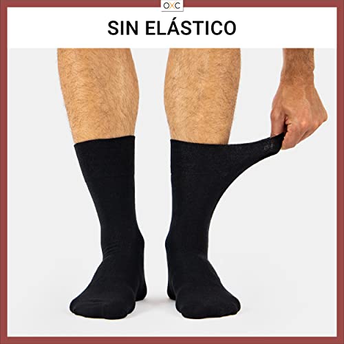 Occulto CALCETINES DIABETICOS HOMBRE (10 PARES), CALCETINES sin COSTURA sin GOMA para Hombre 10 Pares | Negro 39-42