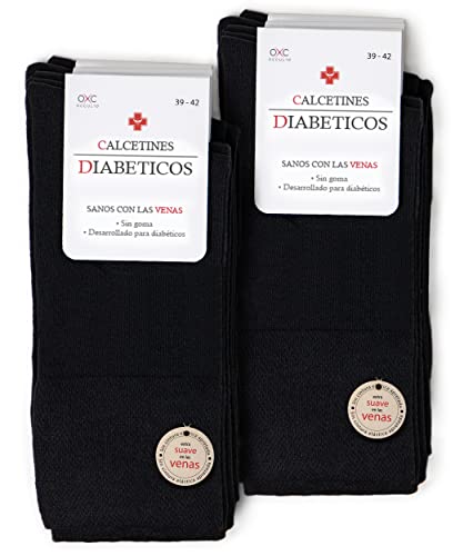 Occulto CALCETINES DIABETICOS HOMBRE (10 PARES), CALCETINES sin COSTURA sin GOMA para Hombre 10 Pares | Negro 39-42