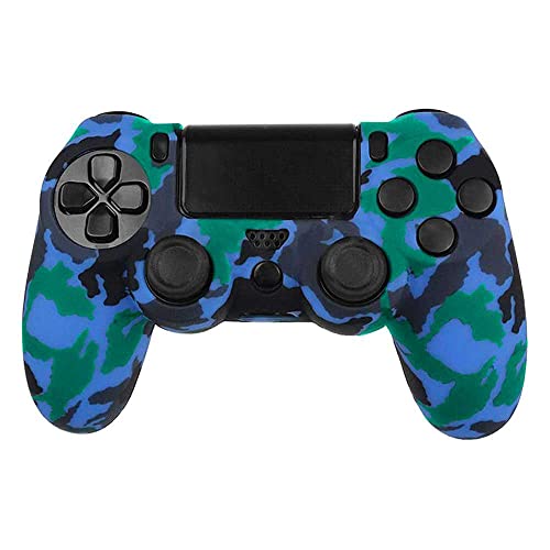 OcioDual Funda de Silicona Compatible con Mando PS4/Slim/PRO Camuflaje Azul Carcasa Cubierta Anti Caídas Golpes Goma Flexible