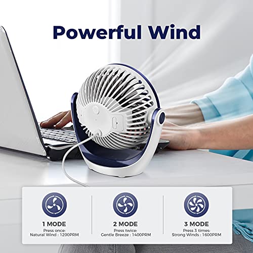 OCOOPA Ventilador de Mesa USB, Mini Portatil de Ventiladores silencioso, 3 Velocidades Pequeño potente ventoinha Escritorio para Oficina/Hogar/Viajar/Cámping