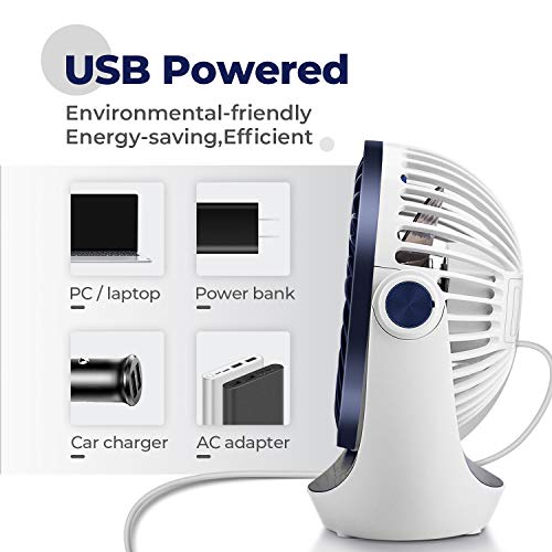 OCOOPA Ventilador de Mesa USB, Mini Portatil de Ventiladores silencioso, 3 Velocidades Pequeño potente ventoinha Escritorio para Oficina/Hogar/Viajar/Cámping