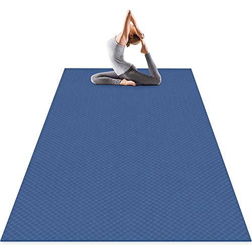 Odoland Esterilla de Yoga Grande 200 x 130 x 0.6 cm, Alfombrilla Deporte 6mm Grueso de Ecológico TPE, Antideslizante, Colchoneta de Pilates, Estiramientos, Gimnasia en Casa o en Gimnasio, Azul