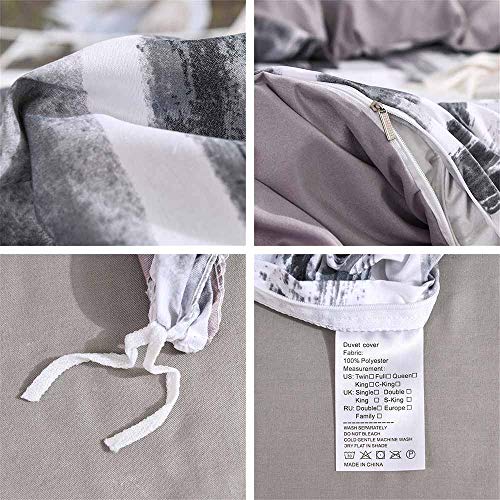 Odot Juego De Ropa De Cama con Funda De Edredón, Anti-Ácaro Microfibra Cremallera Funda Nórdica Funda De Almohada, Rayas Geométricas De Celosía (Pluma y Tinta,Cama 150/160cm 220x240cm)