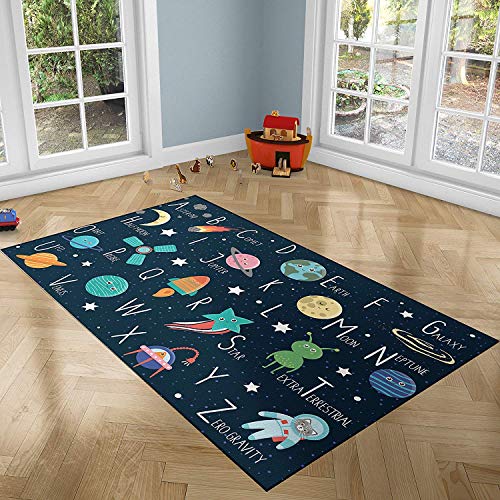 Oedim Alfombra Infantil Abecedario Galaxia para Habitaciones PVC | 95 x 133 cm | Moqueta PVC | Suelo vinílico | Decoración del Hogar | Suelo Sintasol | Suelo de Protección Infantil |