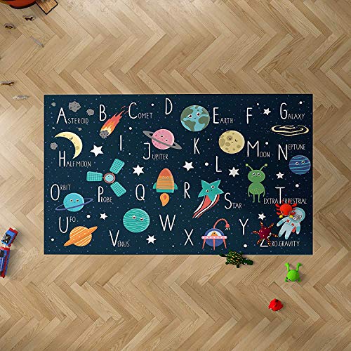 Oedim Alfombra Infantil Abecedario Galaxia para Habitaciones PVC | 95 x 133 cm | Moqueta PVC | Suelo vinílico | Decoración del Hogar | Suelo Sintasol | Suelo de Protección Infantil |