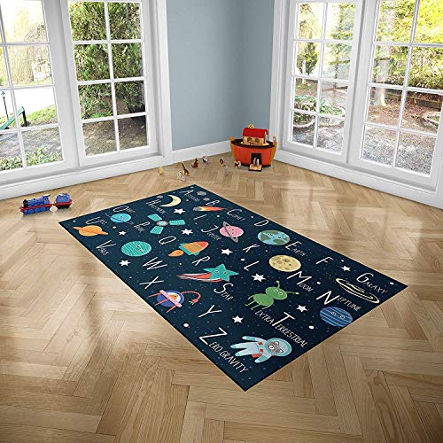 Oedim Alfombra Infantil Abecedario Galaxia para Habitaciones PVC | 95 x 133 cm | Moqueta PVC | Suelo vinílico | Decoración del Hogar | Suelo Sintasol | Suelo de Protección Infantil |