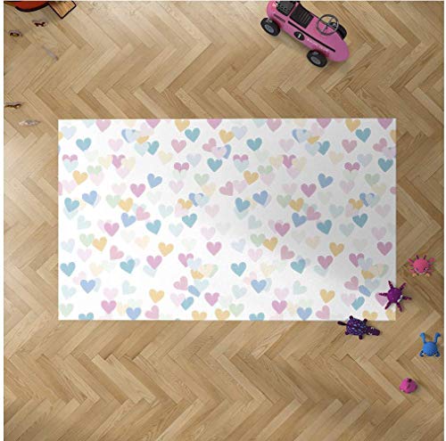 Oedim Alfombra Infantil Corazones para Habitaciones PVC | 95 x 165 cm | Moqueta PVC | Suelo vinílico | Decoración del Hogar | Suelo Sintasol | Suelo de Protección Infantil |