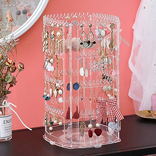 Oganizador Joyas Transparente 360 Giratorio Soportes para Joyas,Jewelry Organizer Expositor Colgador de Pendientes y Collares,Pulseras,Soporte de Joyas Regalo para Mujer