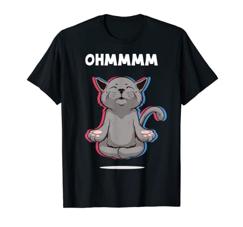 Ohmmm Yoga Gatos Meditación Relajación Om Namaste Regalo Camiseta