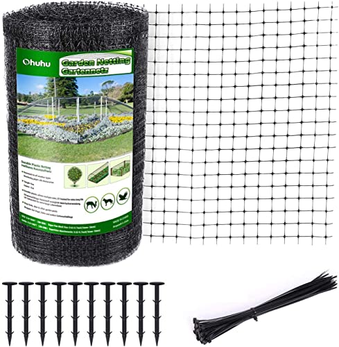 Ohuhu Red de Jardín Red Pájaros Negro 2m x 30m Malla Anti Animales Ideal para Jardín, Material Resistente y Reutilizable para Proteger Frutas, Vegetales, del Ataque de pájaros y Otros Animales