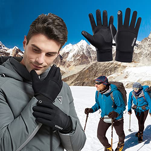 OHWHOA Guantes Invierno Impermeables por Hombre y Mujer, Guantes Moto Termicos Pantalla Táctil por Ciclismo, Running, Camping, Senderismo, Escalada, Combate, Esquiar