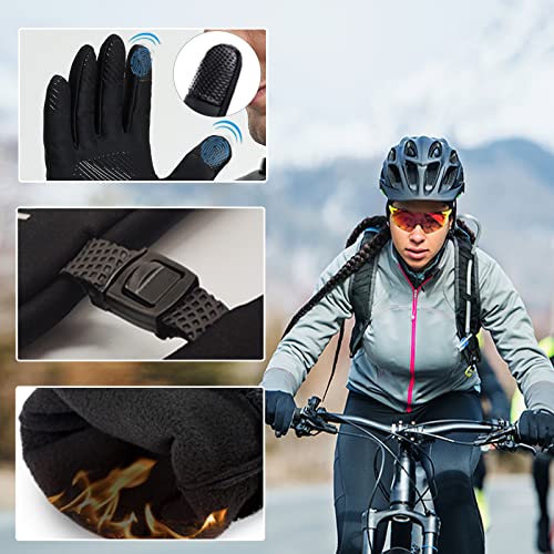 OHWHOA Guantes Invierno Impermeables por Hombre y Mujer, Guantes Moto Termicos Pantalla Táctil por Ciclismo, Running, Camping, Senderismo, Escalada, Combate, Esquiar