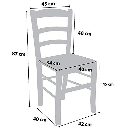 OKAFFAREFATTO MADDALONI Silla de madera maciza de color nogal oscuro con asiento de paja para restaurante, casa, mod. PAESANA Robusto con Grosor Patas de 36 mm x 40 mm Nuevo ya montado