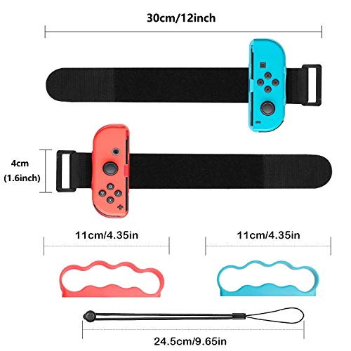 OLDZHU 2 Pack Bandas de muñeca para Just Dance 2021/2020 / 2019 Compatible con NS Switch, con 2 Agarre de boxeo para Joy-Cons,Bandas de Muñeca Elástica Ajustable para Joy-con Controlador