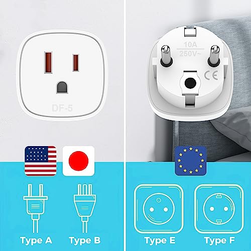 Oliveria 2X Adaptador de Enchufe de USA a Enchufe Europeo, Adaptador Americano España, Adaptador EEUU a EU, Adaptador de Viaje Estados Unidos a Español