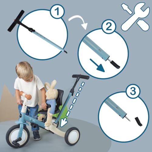 Olmitos - Triciclo Evolutivo de Bebé 5 en 1 GYRO - Bicicleta Niños Desde 1 Año hasta 5 años - De Triciclo a Bicicleta con o sin Pedales – Adaptable y transformable (Menta)