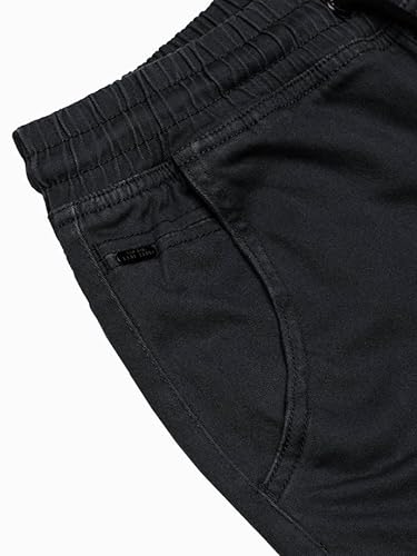 Ombre Pantalones con Cordón para Hombre Joggers Básicos de Deporte Workout Jogging Fit Casuales Deportivos de Chándal Pantalón Largo Jogger Estilo Deportivo Slim 6 Colores S-XXL (M, Negro)