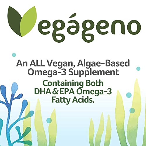 OMEGA 3 VEGAGENO - Aceite de Algas 2000MG de Origen Vegetal. Alta Concentración 600 mg DHA y 300mg EPA por Dosis Diaria. 100% Natural. Sin Gluten. No GMO. VEGAN Friendly