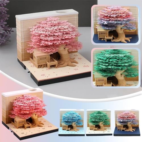 Omoshiroi Bloc de notas 3D Bloc de notas 2024 Calenda rasgado a mano Casa del árbol 3D Papel de regalo Escultura de cumpleaños