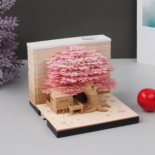 Omoshiroi Bloc de notas 3D Bloc de notas 2024 Calenda rasgado a mano Casa del árbol 3D Papel de regalo Escultura de cumpleaños